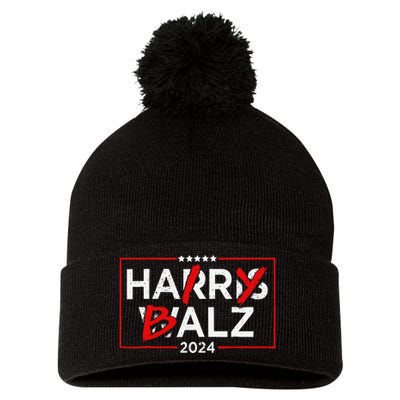 Funny Harris Walz 24 Hairy Balz 2024 Meme Democratics Vote Pom Pom 12in Knit Beanie