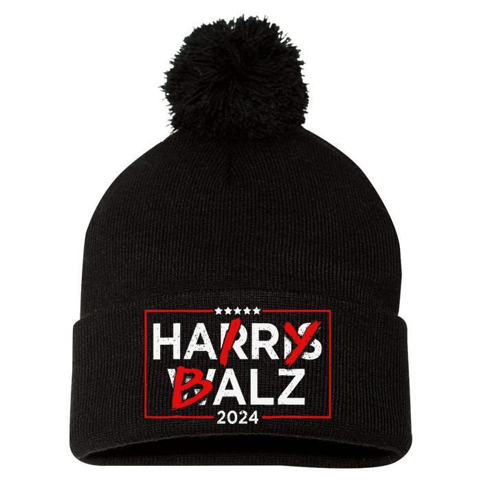 Funny Harris Walz 24 Hairy Balz 2024 Meme Democratics Vote Pom Pom 12in Knit Beanie