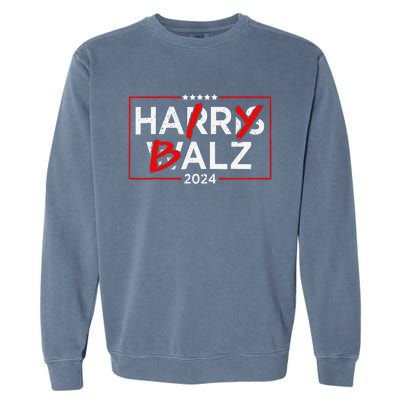 Funny Harris Walz 24 Hairy Balz 2024 Meme Democratics Vote Garment-Dyed Sweatshirt