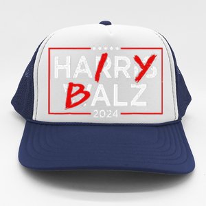 Funny Harris Walz 24 Hairy Balz 2024 Meme Democratics Vote Trucker Hat