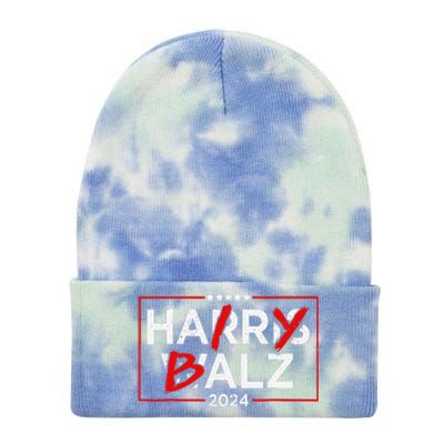 Funny Harris Walz 24 Hairy Balz 2024 Meme Democratics Vote Tie Dye 12in Knit Beanie