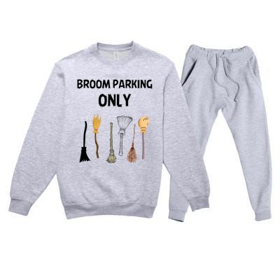 Funny Halloween Witch Lovers Costume Broom Parking Only Gift Premium Crewneck Sweatsuit Set