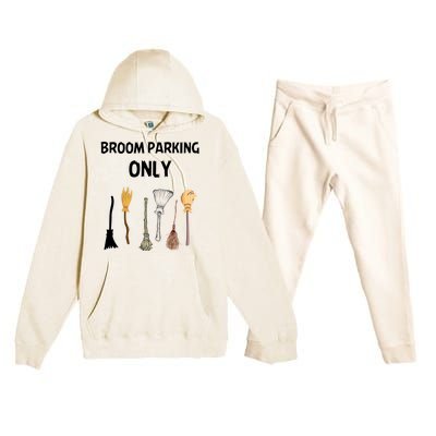 Funny Halloween Witch Lovers Costume Broom Parking Only Gift Premium Hooded Sweatsuit Set