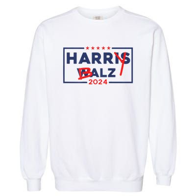 Funny Harris Walz 24 Harry Balz 2024 Meme Democratic On Back Garment-Dyed Sweatshirt