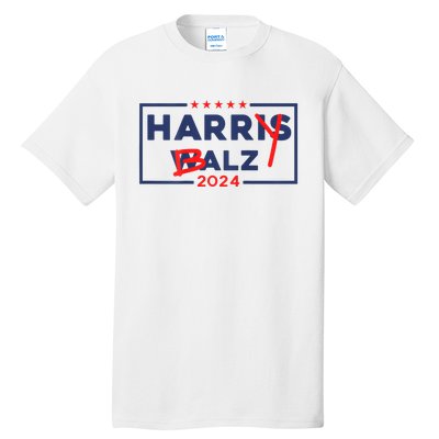 Funny Harris Walz 24 Harry Balz 2024 Meme Democratic On Back Tall T-Shirt