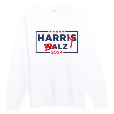 Funny Harris Walz 24 Harry Balz 2024 Meme Democratic On Back Premium Crewneck Sweatshirt