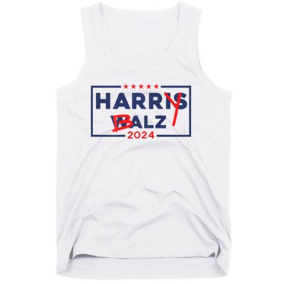 Funny Harris Walz 24 Harry Balz 2024 Meme Democratic On Back Tank Top