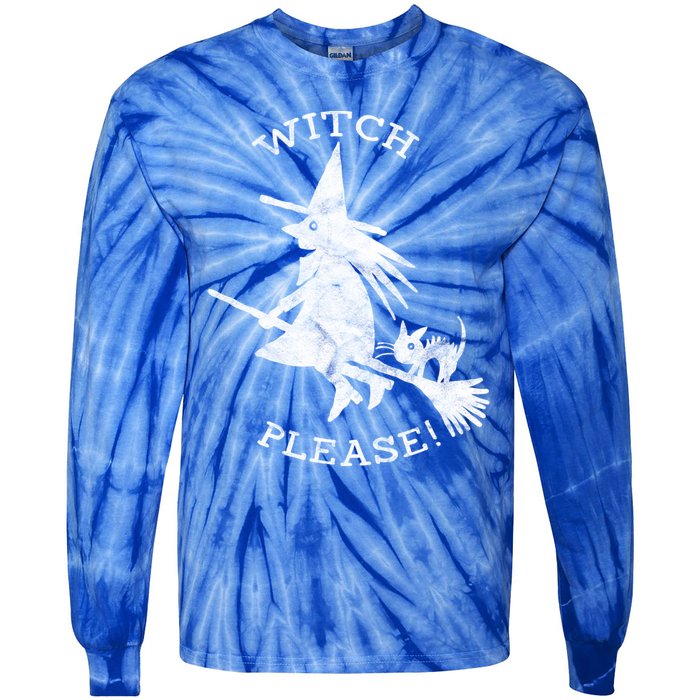 Funny Halloween Witch Please Distressed Great Gift Tie-Dye Long Sleeve Shirt