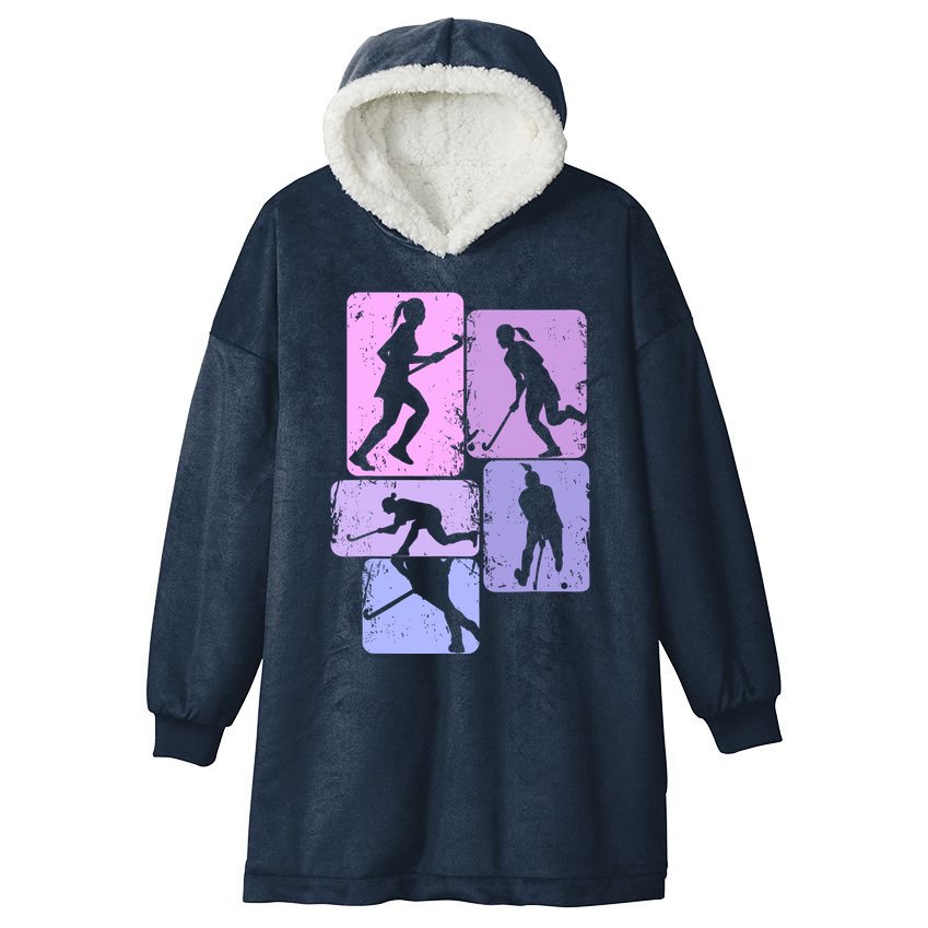 Field Hockey Wo Girl Hooded Wearable Blanket