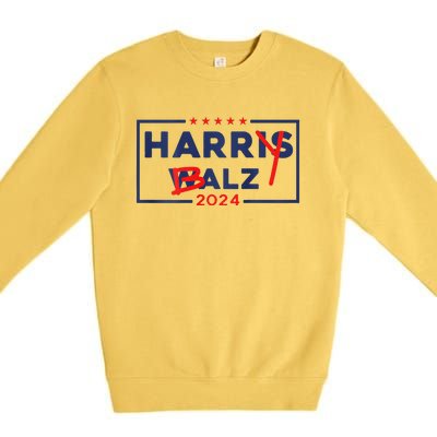 Funny Harris Walz 24 Harry Balz 2024 Meme Democratic On Back Gift Premium Crewneck Sweatshirt