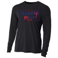 Funny Harris Walz 24 Harry Balz 2024 Meme Democratic On Back Gift Cooling Performance Long Sleeve Crew