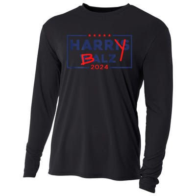 Funny Harris Walz 24 Harry Balz 2024 Meme Democratic On Back Gift Cooling Performance Long Sleeve Crew