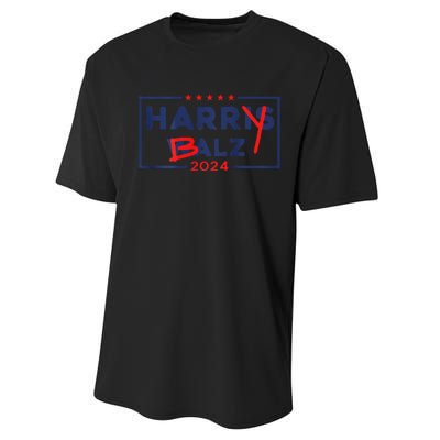 Funny Harris Walz 24 Harry Balz 2024 Meme Democratic On Back Gift Performance Sprint T-Shirt