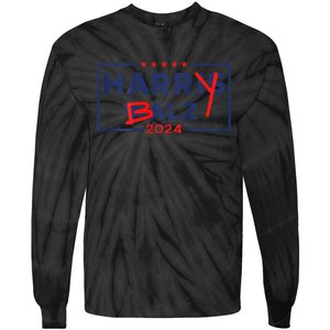 Funny Harris Walz 24 Harry Balz 2024 Meme Democratic On Back Gift Tie-Dye Long Sleeve Shirt