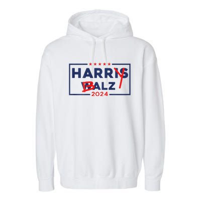 Funny Harris Walz 24 Harry Balz 2024 Meme Democratic On Back Gift Garment-Dyed Fleece Hoodie