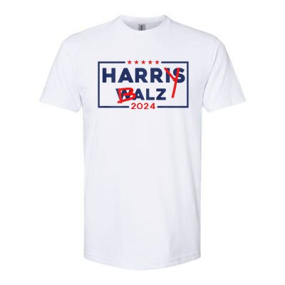 Funny Harris Walz 24 Harry Balz 2024 Meme Democratic On Back Gift Softstyle CVC T-Shirt