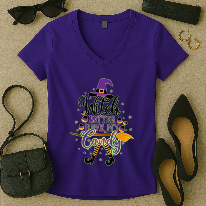 Funny Halloween Witch Better Have My Candy Women's V-Neck T-Shirt