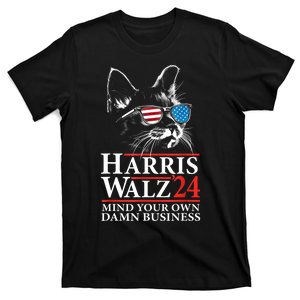 Funny Harris Waltz Cat Lady Walz Mind Your Own Damn Business Gift T-Shirt