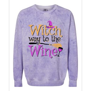 Funny Halloween Witch Way To The Wine Wine Er Funny Gift Colorblast Crewneck Sweatshirt