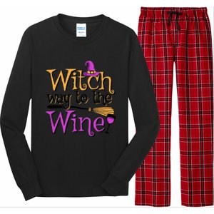 Funny Halloween Witch Way To The Wine Wine Er Funny Gift Long Sleeve Pajama Set