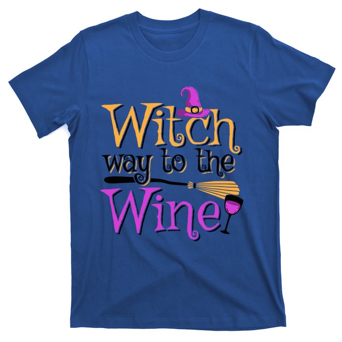 Funny Halloween Witch Way To The Wine Wine Er Funny Gift T-Shirt