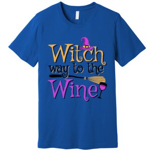 Funny Halloween Witch Way To The Wine Wine Er Funny Gift Premium T-Shirt