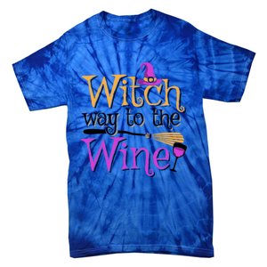 Funny Halloween Witch Way To The Wine Wine Er Funny Gift Tie-Dye T-Shirt