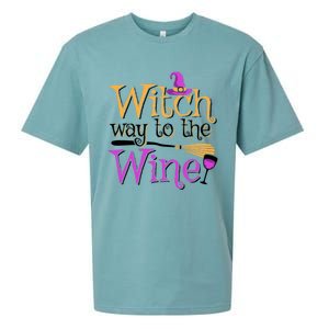 Funny Halloween Witch Way To The Wine Wine Er Funny Gift Sueded Cloud Jersey T-Shirt