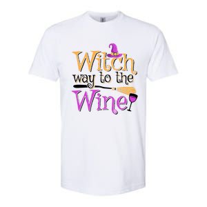 Funny Halloween Witch Way To The Wine Wine Er Funny Gift Softstyle CVC T-Shirt