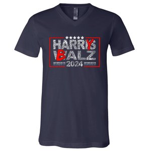 Funny Harris Walz 24 Harry Balz 2024 Meme Democratics Vote V-Neck T-Shirt