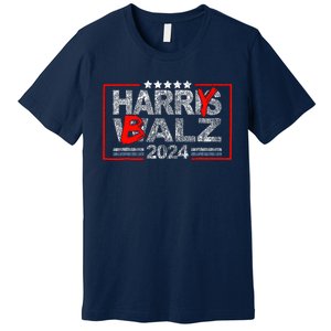 Funny Harris Walz 24 Harry Balz 2024 Meme Democratics Vote Premium T-Shirt