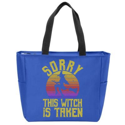 Funny Halloween Witches Marriage Sorry This Witch Is Taken Gift Zip Tote Bag