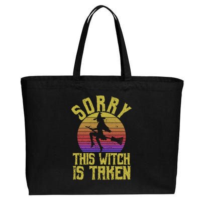 Funny Halloween Witches Marriage Sorry This Witch Is Taken Gift Cotton Canvas Jumbo Tote