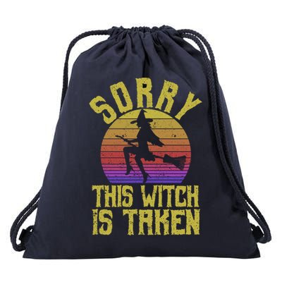 Funny Halloween Witches Marriage Sorry This Witch Is Taken Gift Drawstring Bag