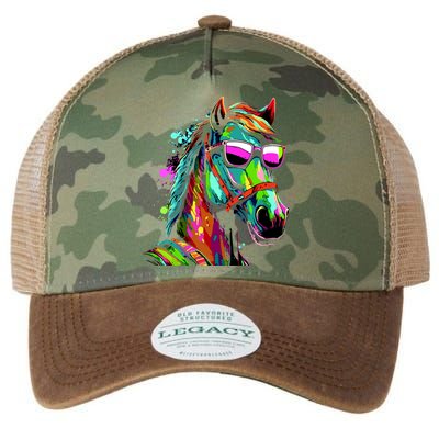 Funny Horse Wearing Sunglasses Abstract Art Legacy Tie Dye Trucker Hat
