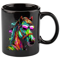 Funny Horse Wearing Sunglasses Abstract Art 11oz C Handle Ceramic Mug
