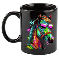 Funny Horse Wearing Sunglasses Abstract Art 11oz C Handle Ceramic Mug