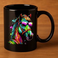 Funny Horse Wearing Sunglasses Abstract Art 11oz C Handle Ceramic Mug