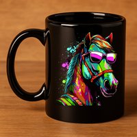 Funny Horse Wearing Sunglasses Abstract Art 11oz C Handle Ceramic Mug