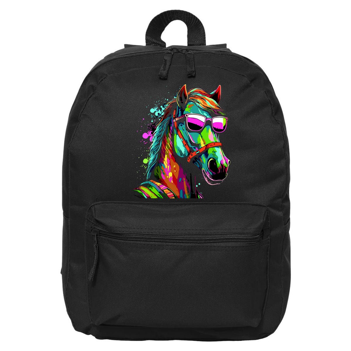 Funny Horse Wearing Sunglasses Abstract Art 16 in Basic Backpack