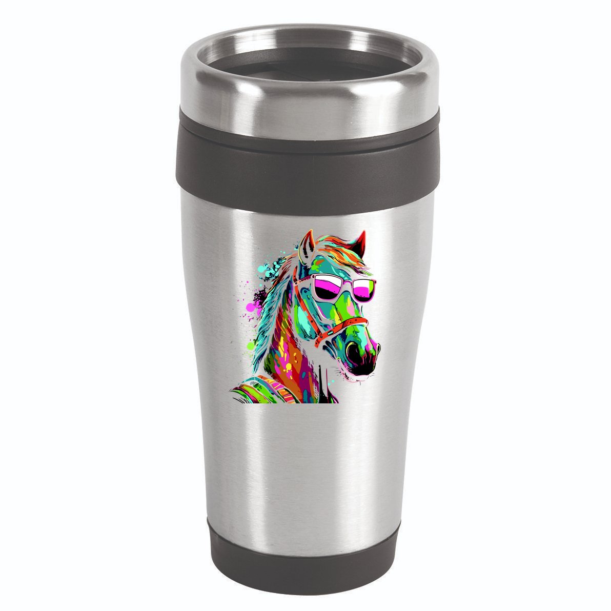 Funny Horse Wearing Sunglasses Abstract Art 16oz Travel Tumbler