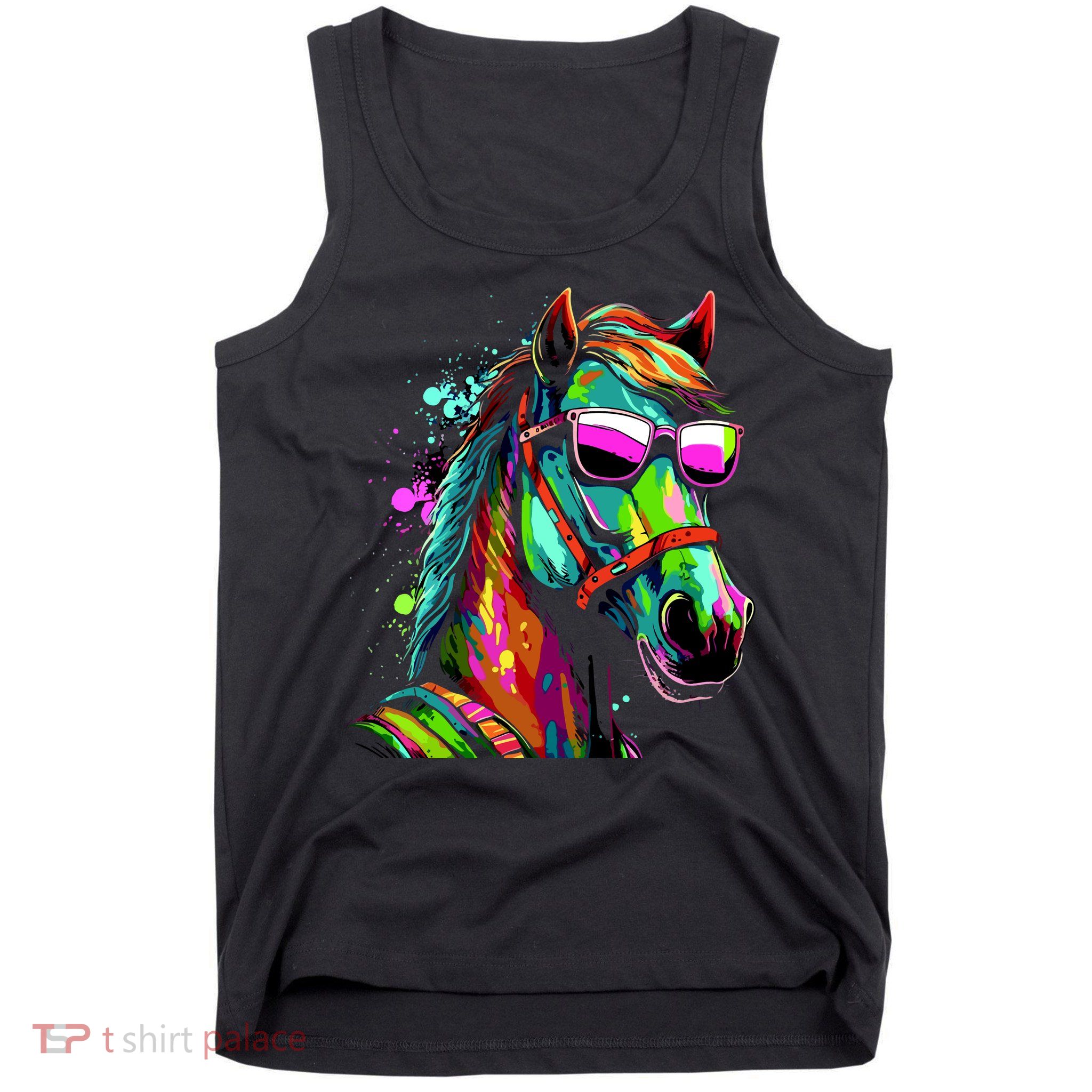 Funny Horse Wearing Sunglasses Abstract Art Tank Top
