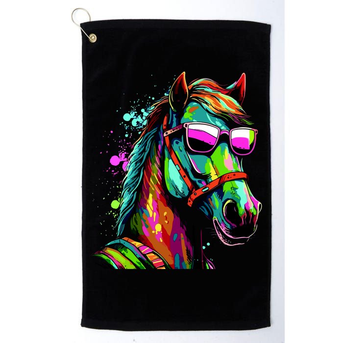 Funny Horse Wearing Sunglasses Abstract Art Golf Towel