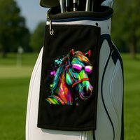 Funny Horse Wearing Sunglasses Abstract Art Golf Towel