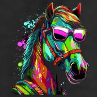 Funny Horse Wearing Sunglasses Abstract Art Golf Towel