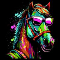 Funny Horse Wearing Sunglasses Abstract Art Full Zip Hoodie