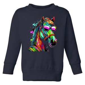 Funny Horse Wearing Sunglasses Abstract Art Toddler Sweatshirt