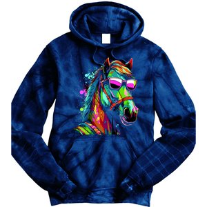 Funny Horse Wearing Sunglasses Abstract Art Tie Dye Hoodie