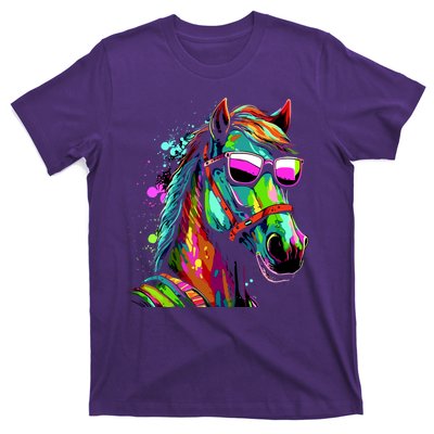 Funny Horse Wearing Sunglasses Abstract Art T-Shirt