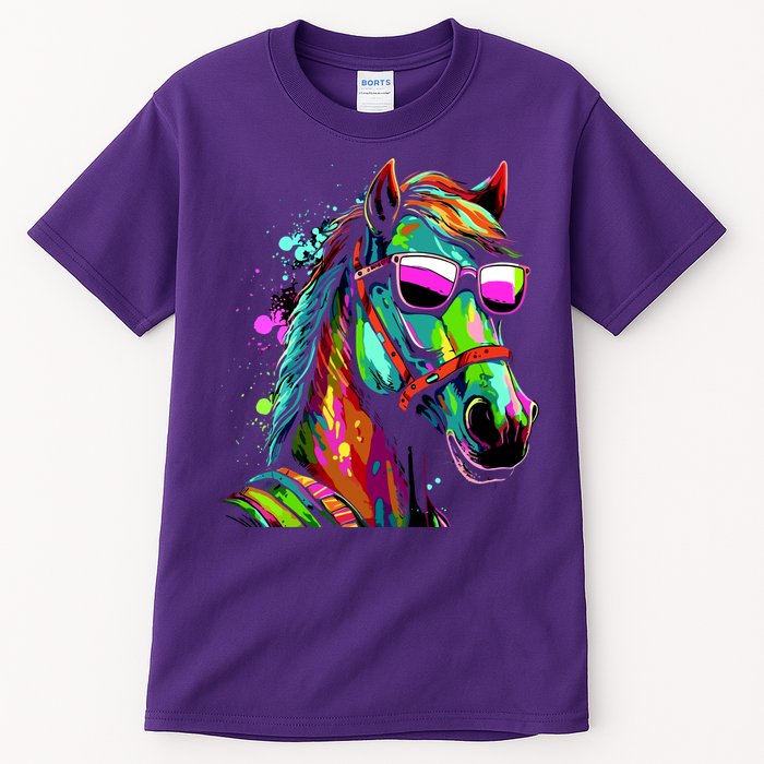 Funny Horse Wearing Sunglasses Abstract Art Tall T-Shirt